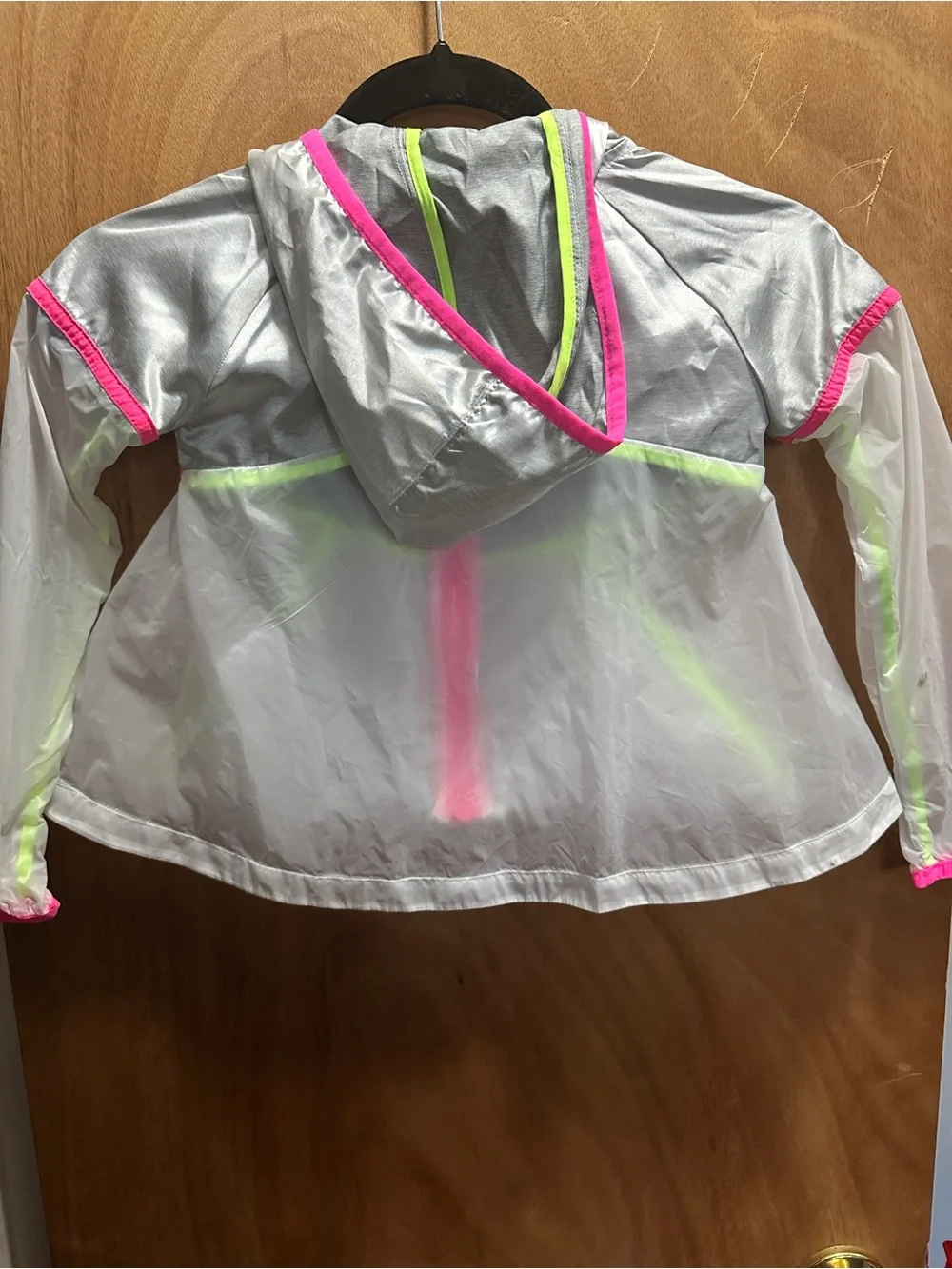 Nike Girls Silver Windbreaker with Hot Pink & Neon Yellow Trim